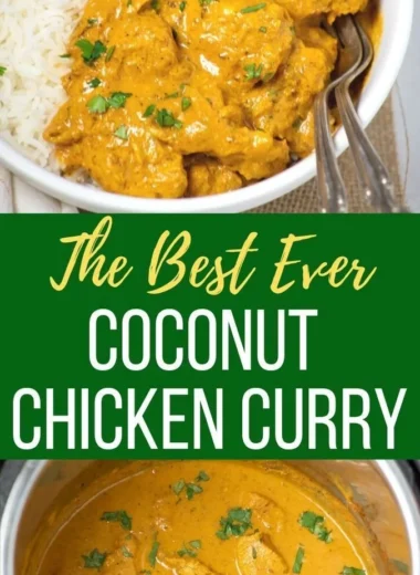 Bowl of creamy Coconut Chicken Curry with spices and herbs