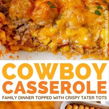 Delicious Cowboy Casserole served in a rustic dish, perfect for family meals