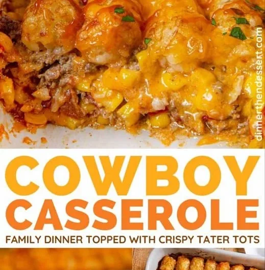 Delicious Cowboy Casserole served in a rustic dish, perfect for family meals