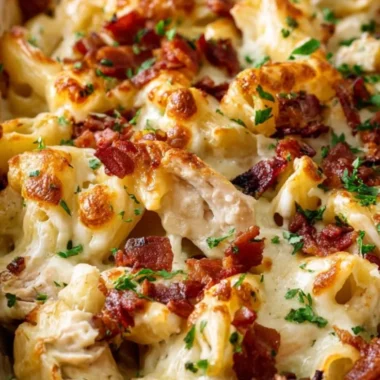Delicious Crazy Good Casserole ready to serve in a beautiful dish.