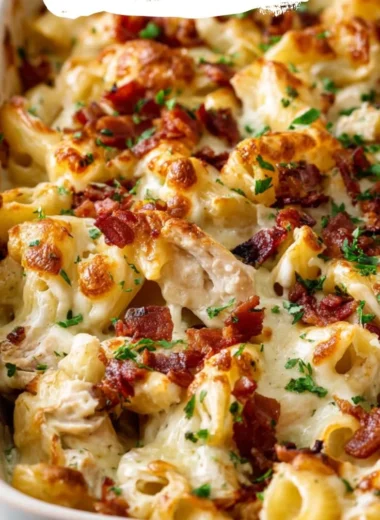 Delicious Crazy Good Casserole ready to serve in a beautiful dish.