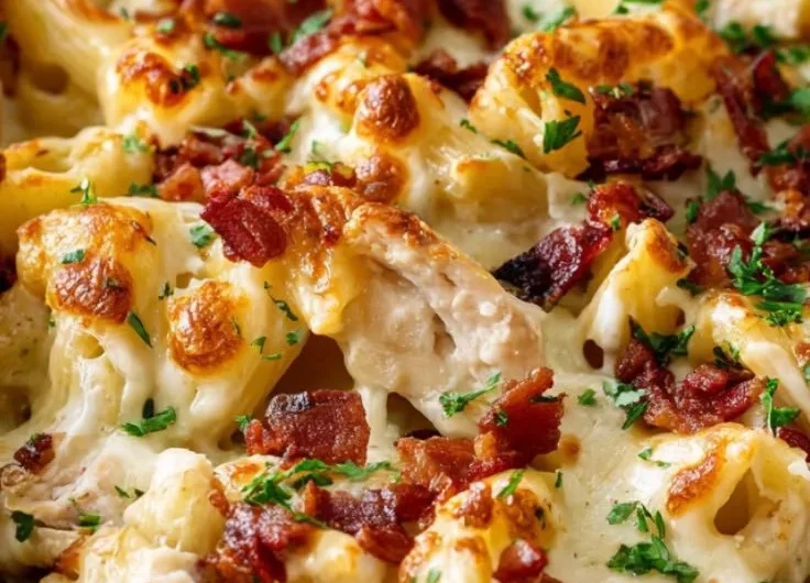 Delicious Crazy Good Casserole ready to serve in a beautiful dish.