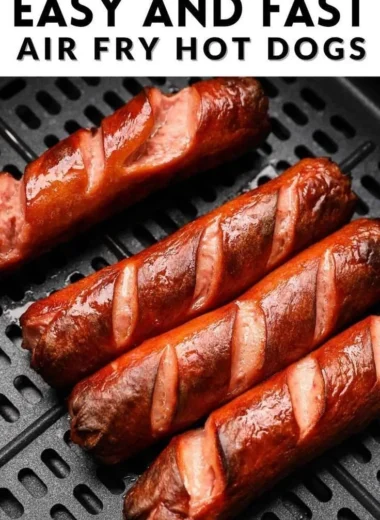 Easy air fryer hot dogs cooked to perfection with a crispy exterior and juicy inside
