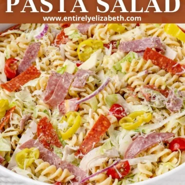 Delicious Grinder Pasta Salad with fresh ingredients and vibrant colors.