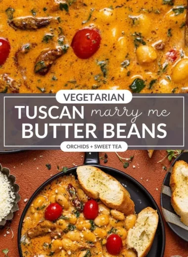 Delicious Tuscan 'Marry Me' Butter Beans dish garnished and ready to serve.