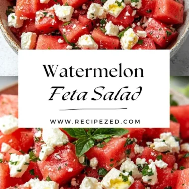 Delicious Watermelon Feta Salad with mint and dressing for a refreshing summer dish