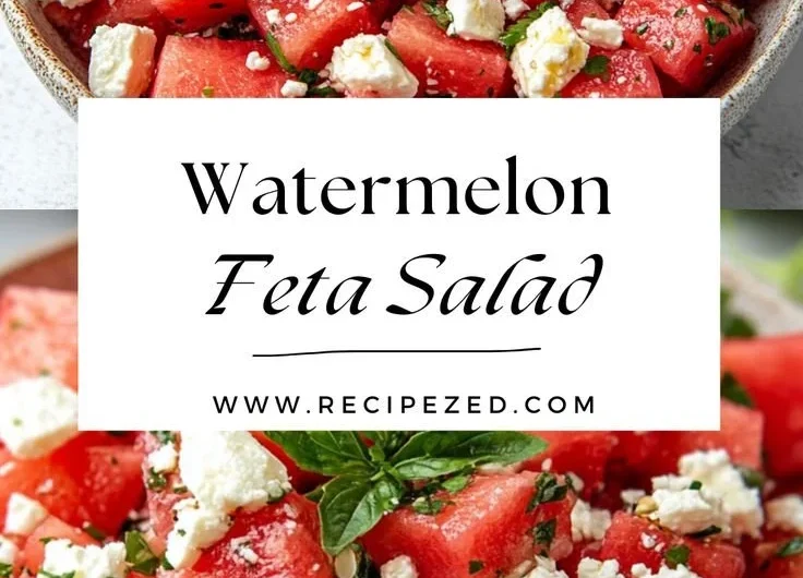 Delicious Watermelon Feta Salad with mint and dressing for a refreshing summer dish