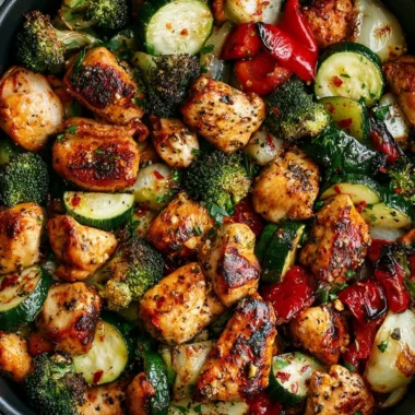 Crispy air fryer chicken served with colorful veggies