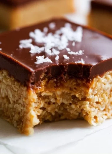 Delicious chocolate peanut butter oatmeal bars, perfect for snacks or desserts