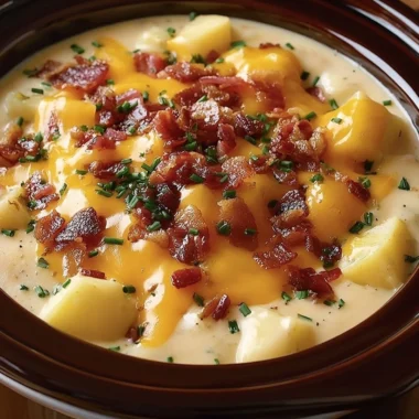 Crock Pot Crack Potato Soup served in a bowl with toppings