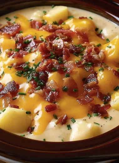 Crock Pot Crack Potato Soup served in a bowl with toppings