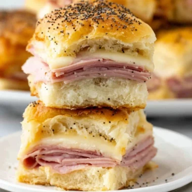 Delicious ham and cheese sliders served on a platter