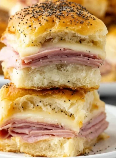 Delicious ham and cheese sliders served on a platter