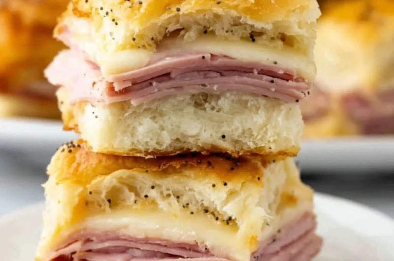 Delicious ham and cheese sliders served on a platter