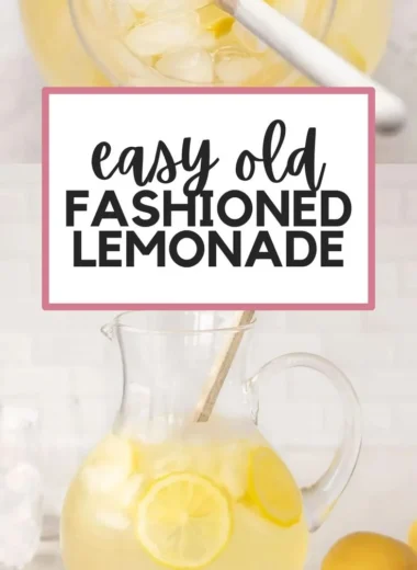 Pitcher of homemade lemonade with fresh lemons and mint leaves
