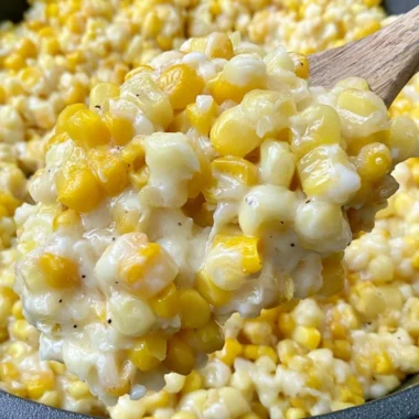 Delicious honey butter skillet corn served in a cast iron pan.