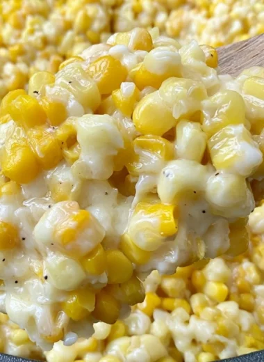 Delicious honey butter skillet corn served in a cast iron pan.