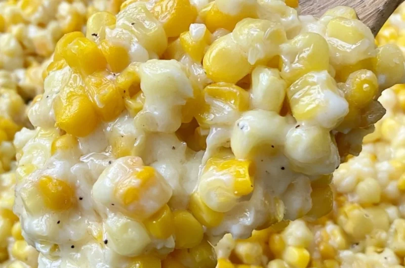 Delicious honey butter skillet corn served in a cast iron pan.