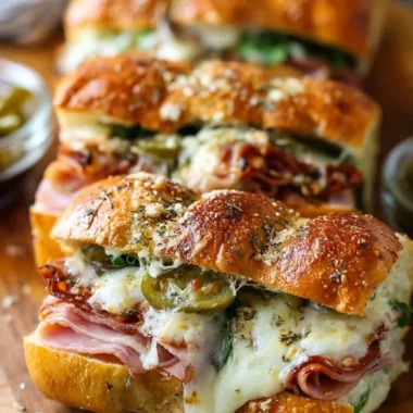 Delicious assortment of Hot Roll Sandwiches served on a wooden table.