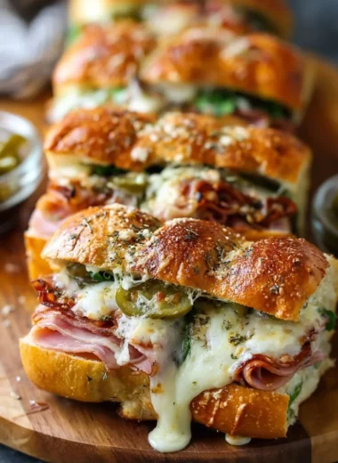 Delicious assortment of Hot Roll Sandwiches served on a wooden table.