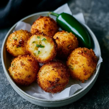 Plate of spicy Jalapeño Popper Bites garnished with fresh herbs.