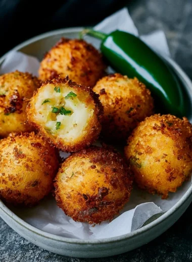 Plate of spicy Jalapeño Popper Bites garnished with fresh herbs.
