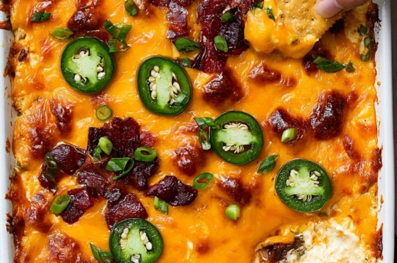 Creamy jalapeno popper dip served in a bowl, garnished with green onions.