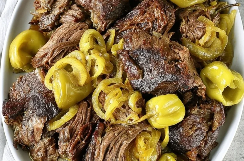 Delicious Low Carb Slow Cooker Italian Beef served in a bowl