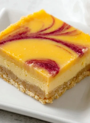 Deliciously creamy Mango Curd Bars with a golden crust and fresh mango topping