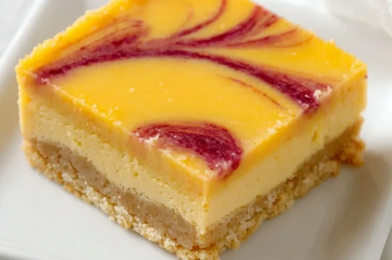 Deliciously creamy Mango Curd Bars with a golden crust and fresh mango topping
