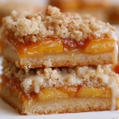 Delicious homemade peach bars with a golden crust and fresh peach filling