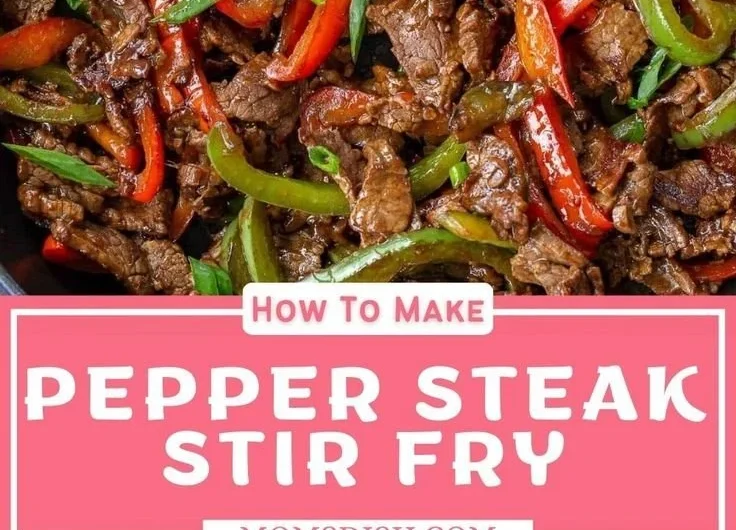 Delicious pepper steak stir fry with colorful vegetables in a savory sauce.