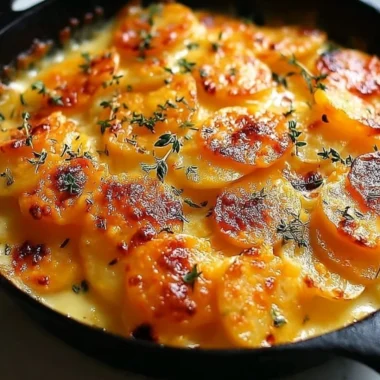 Delicious scalloped potatoes baked with cheese and creamy sauce