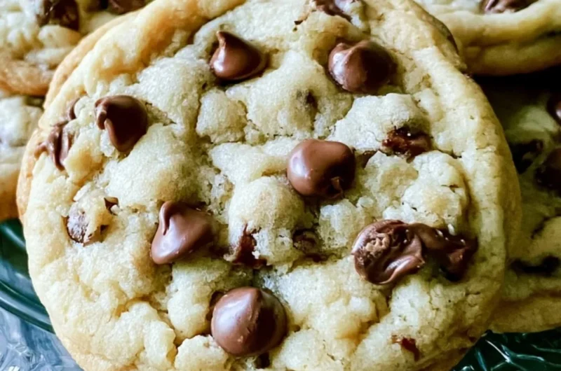 Freshly baked soft batch chocolate chip cookies on a cooling rack