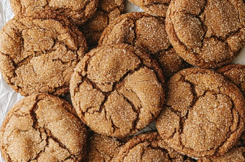 Freshly baked super soft molasses cookies on a cooling rack
