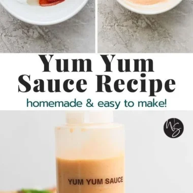 Homemade Yum Yum Sauce in a bowl with fresh ingredients