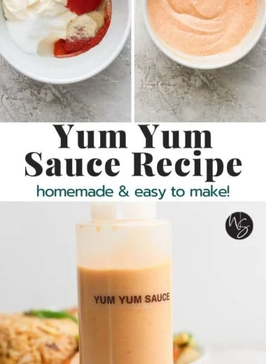 Homemade Yum Yum Sauce in a bowl with fresh ingredients