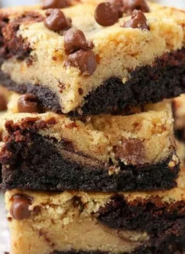 Delicious homemade Brookie Bars with layers of brownies and cookie dough