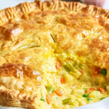 Comforting vegetable pot pie filled with fresh vegetables and flaky crust