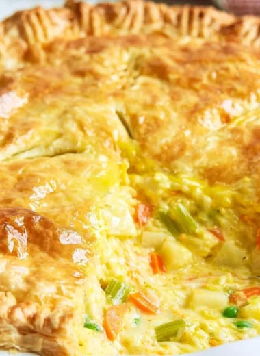 Comforting vegetable pot pie filled with fresh vegetables and flaky crust
