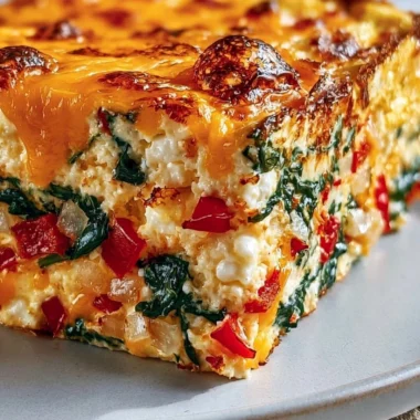 Cozy cottage cheese egg bake served in a beautiful dish