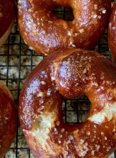 Pretzel sourdough high-protein bagels fresh out of the oven